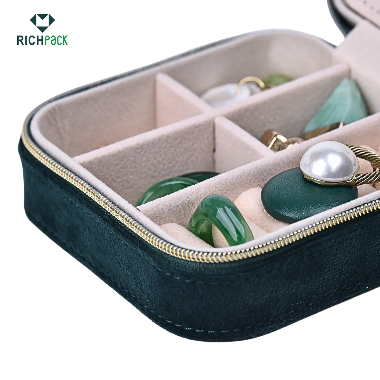 green velvet jewelry storage box 006