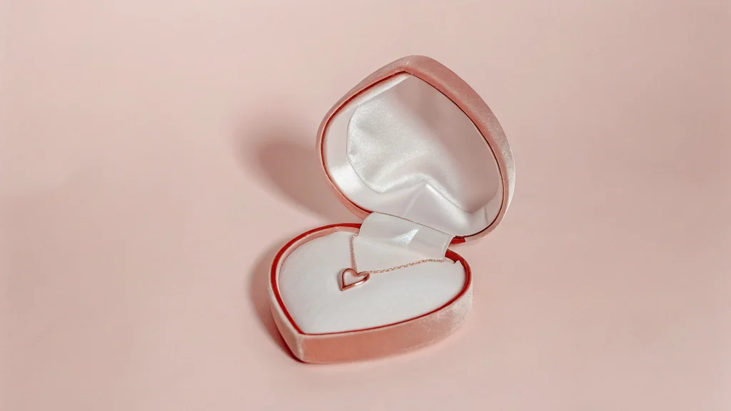 heart shape velvet wedding engagement necklace