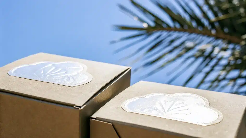 kraft boxes with foil pressed logos