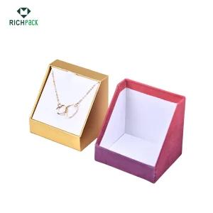 lid and base necklace jewelry box with custom material 002