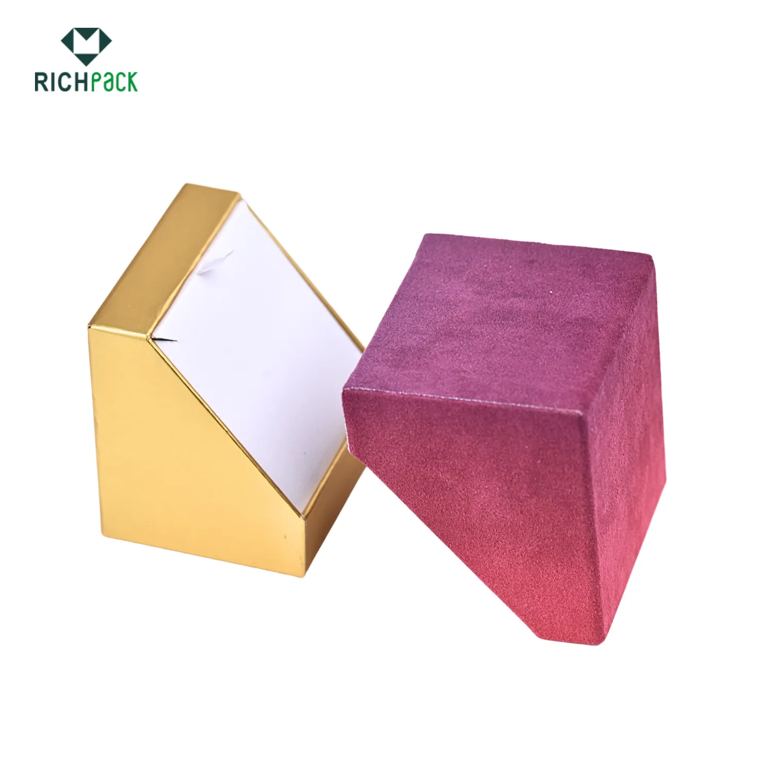 lid and base necklace jewelry box with custom material 003