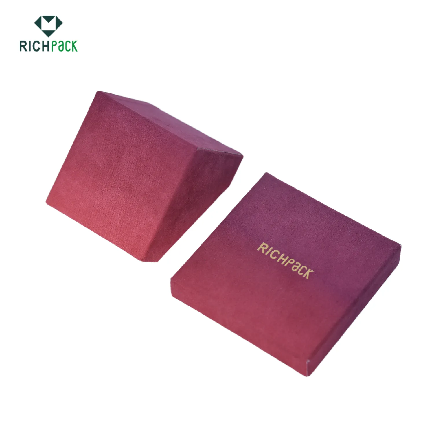 lid and base necklace jewelry box with custom material 005