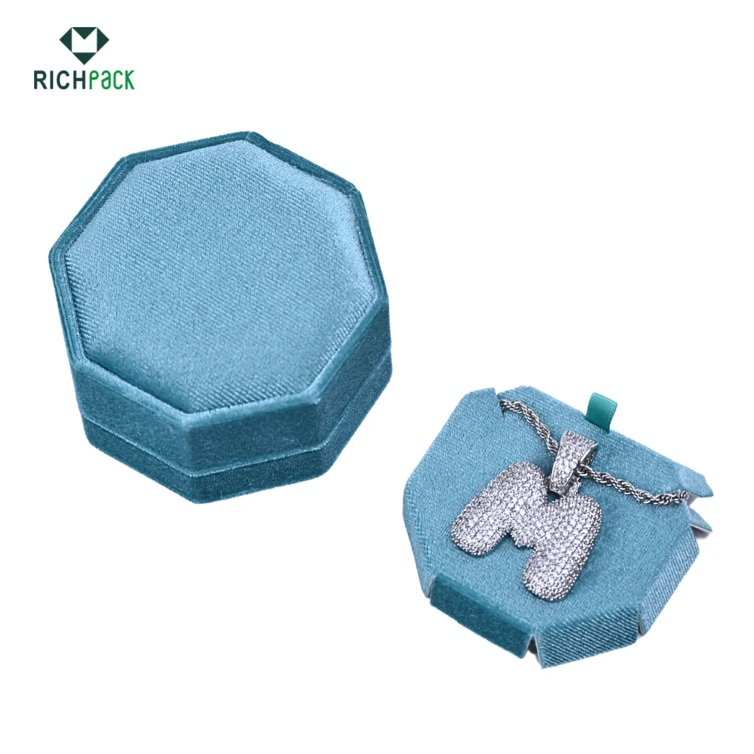 octagonal velvet necklace box 001