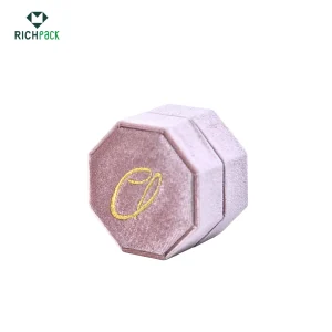 octagonal velvet necklace box pink 002