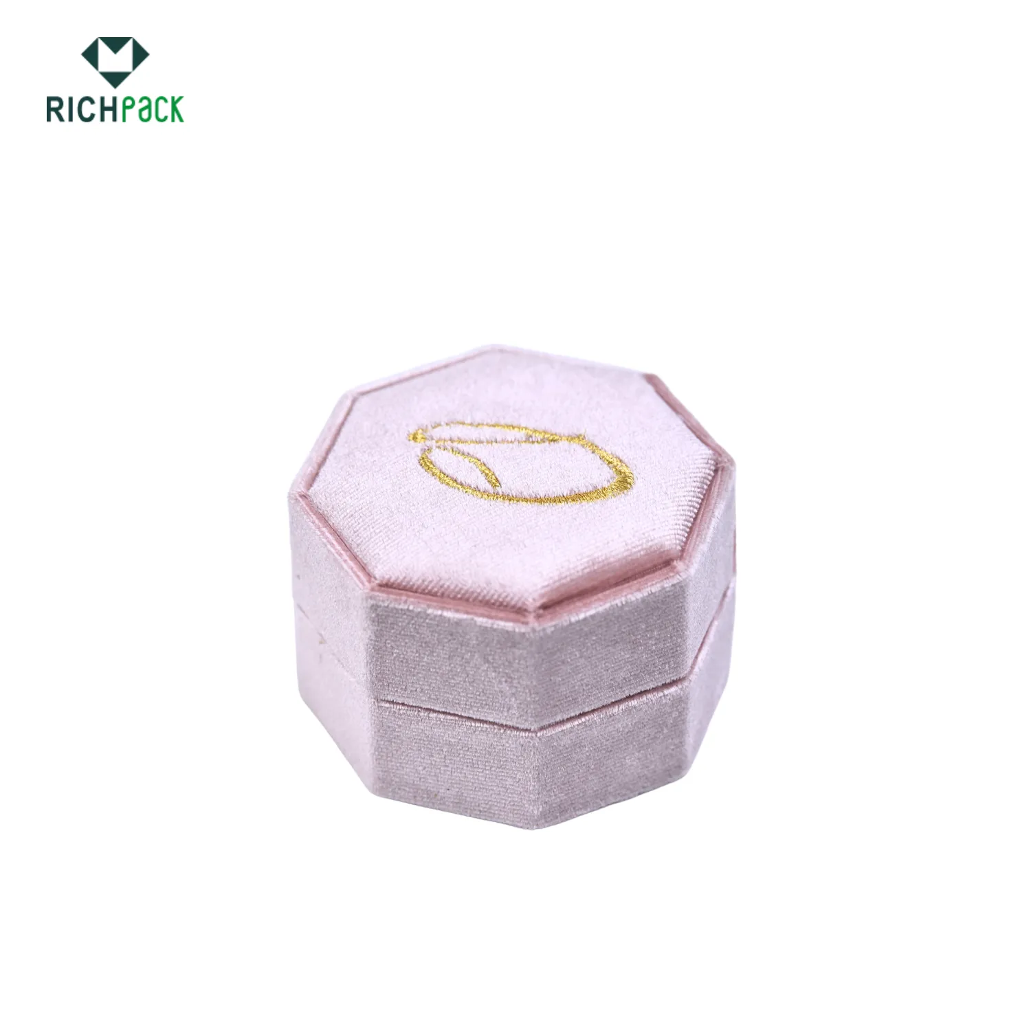 octagonal velvet necklace box pink 005