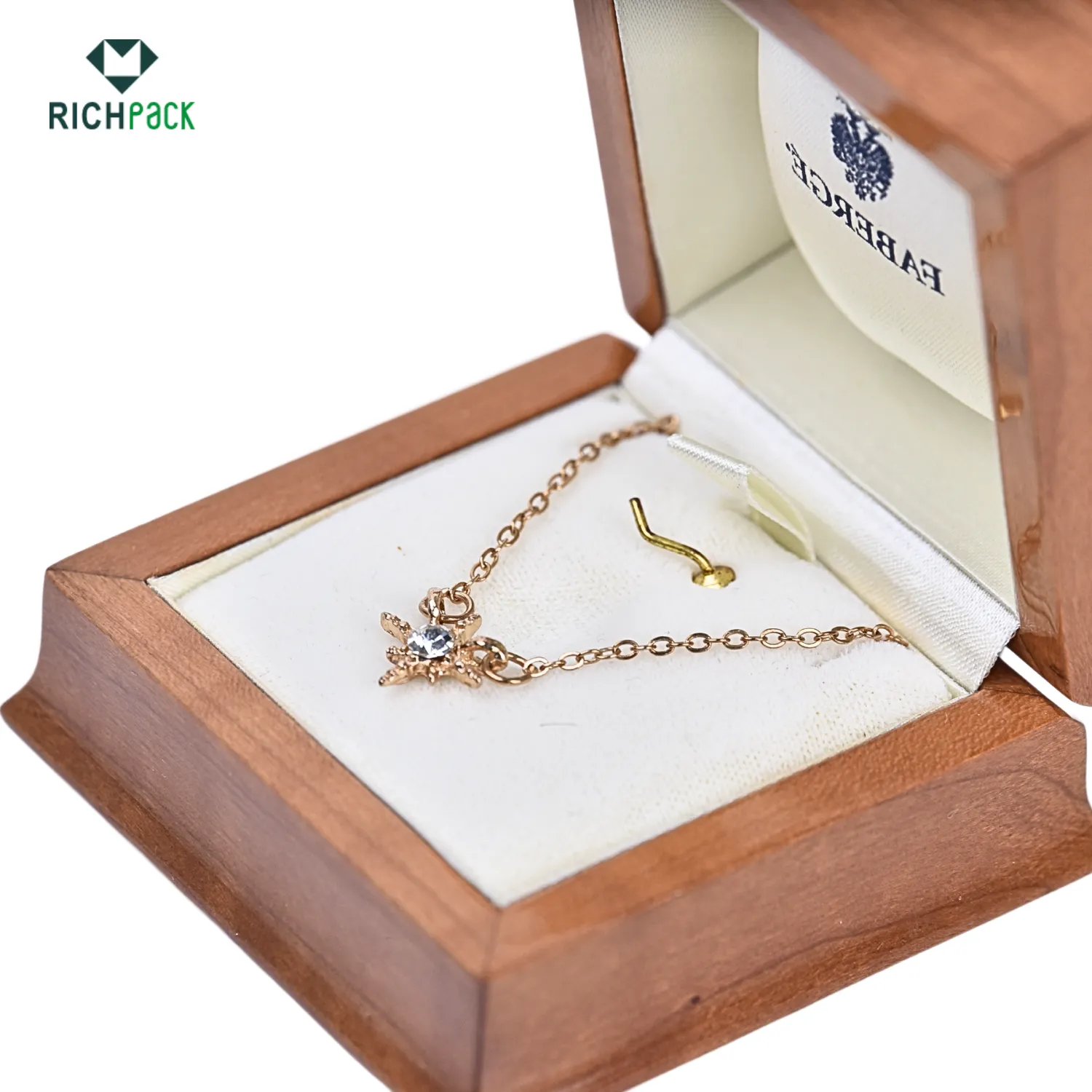 pearwood necklace box with dust cover 006