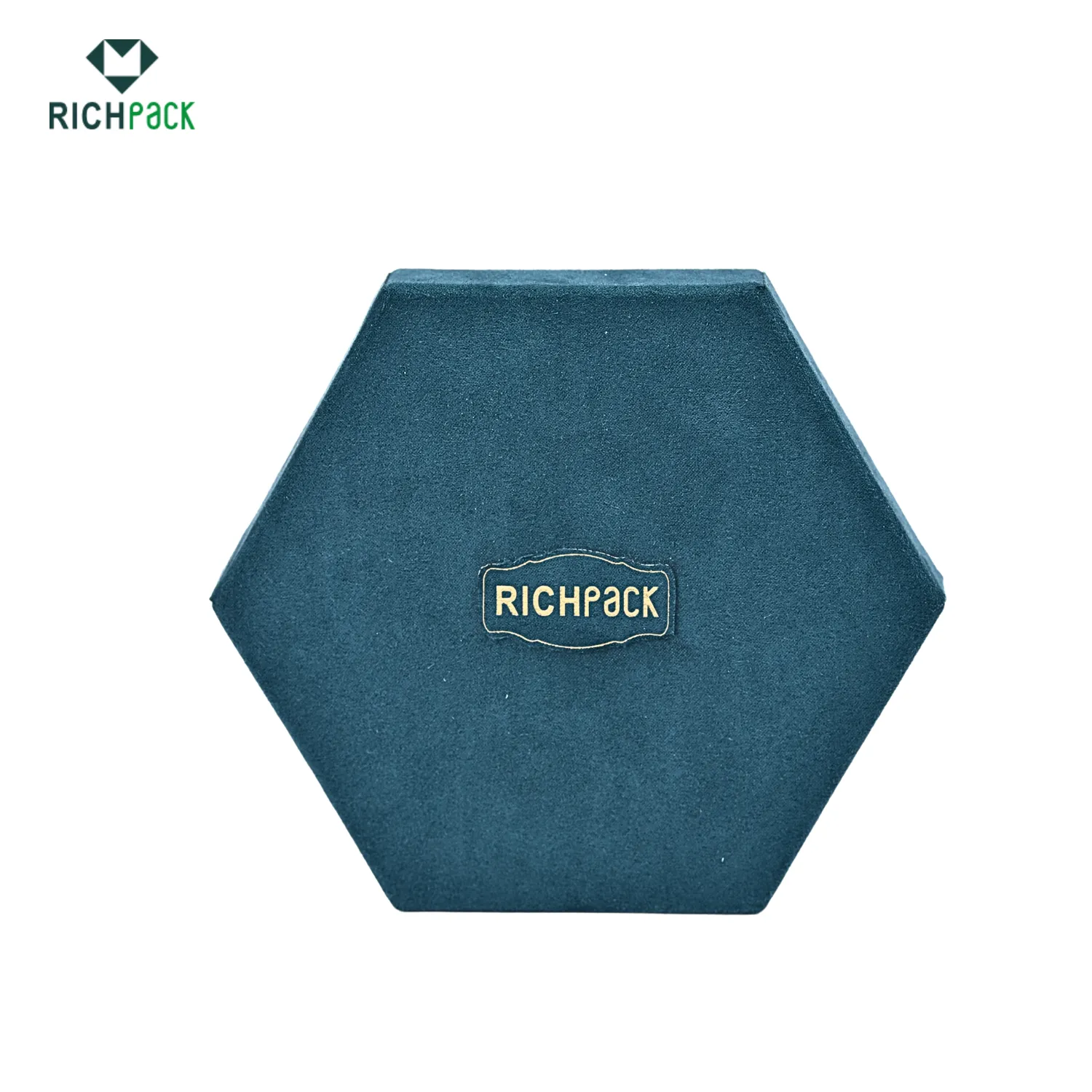 pentagonal green faux velvet jewelry box 004