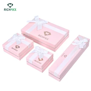 pink cutom logo paper jewelry packaging sets 001