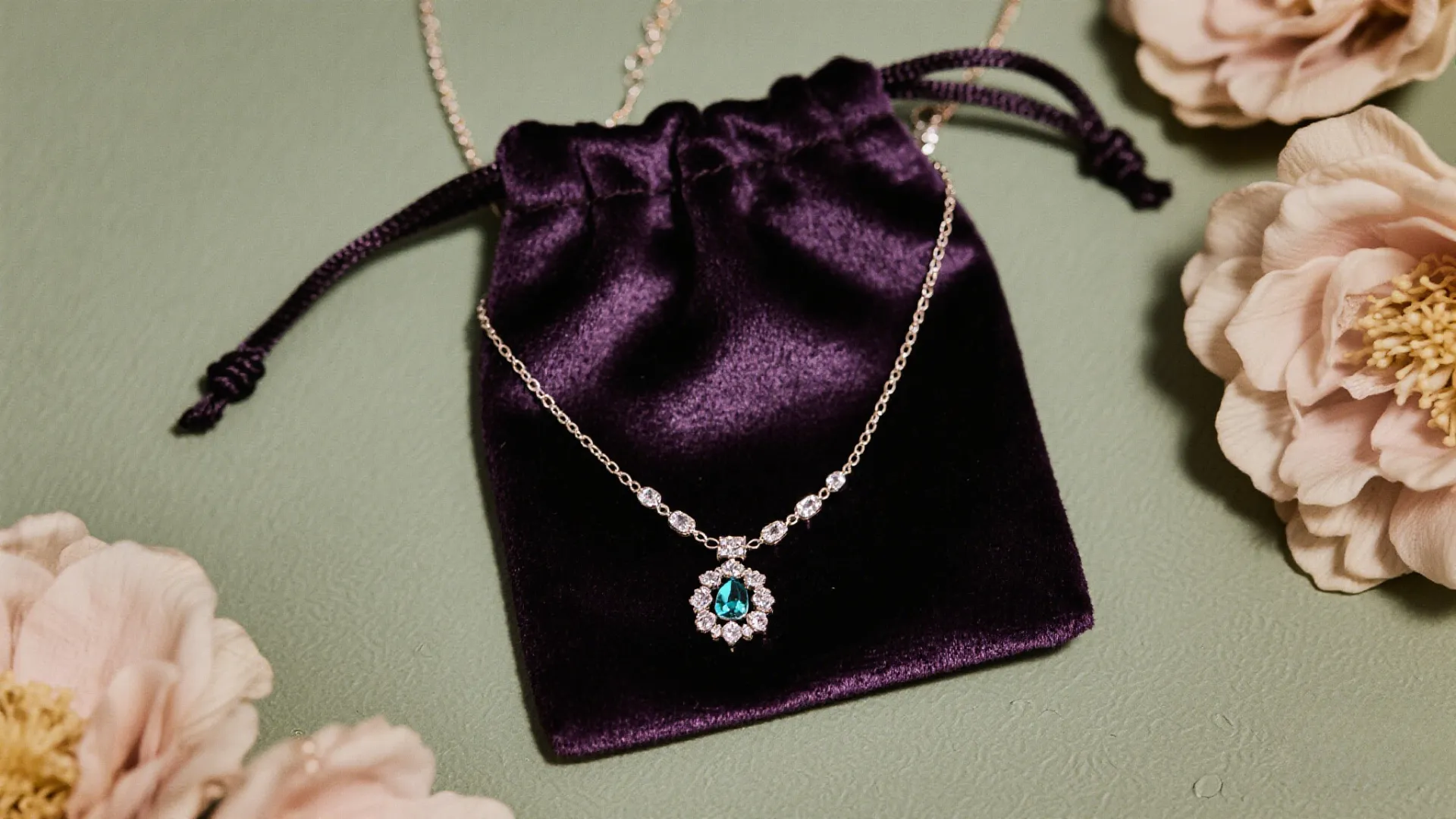 purple velvet jewelry pouch