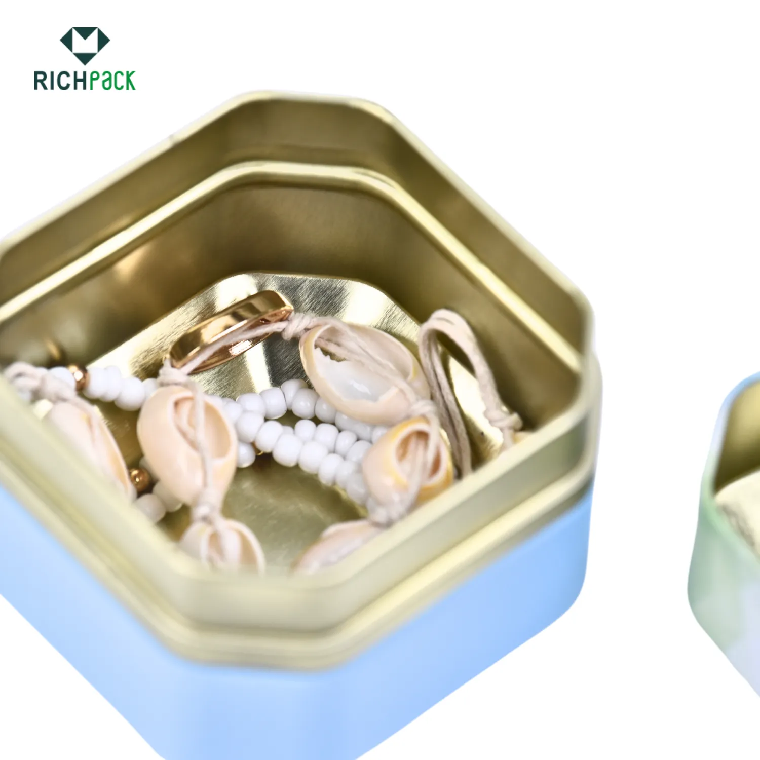 richpack branded hexagonal packaging boxes in pastel colors 003