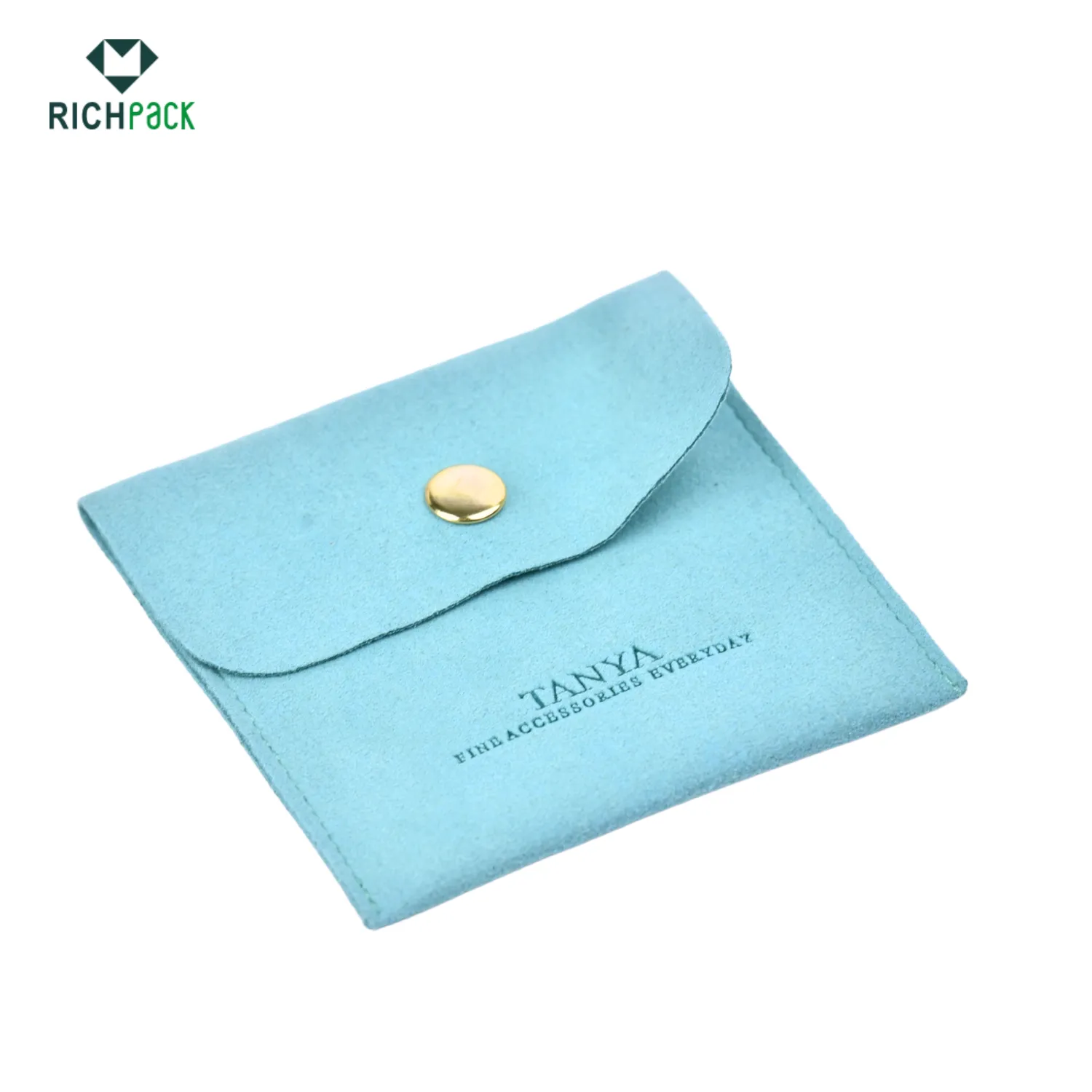 small blue jewelry pouch with snap 004