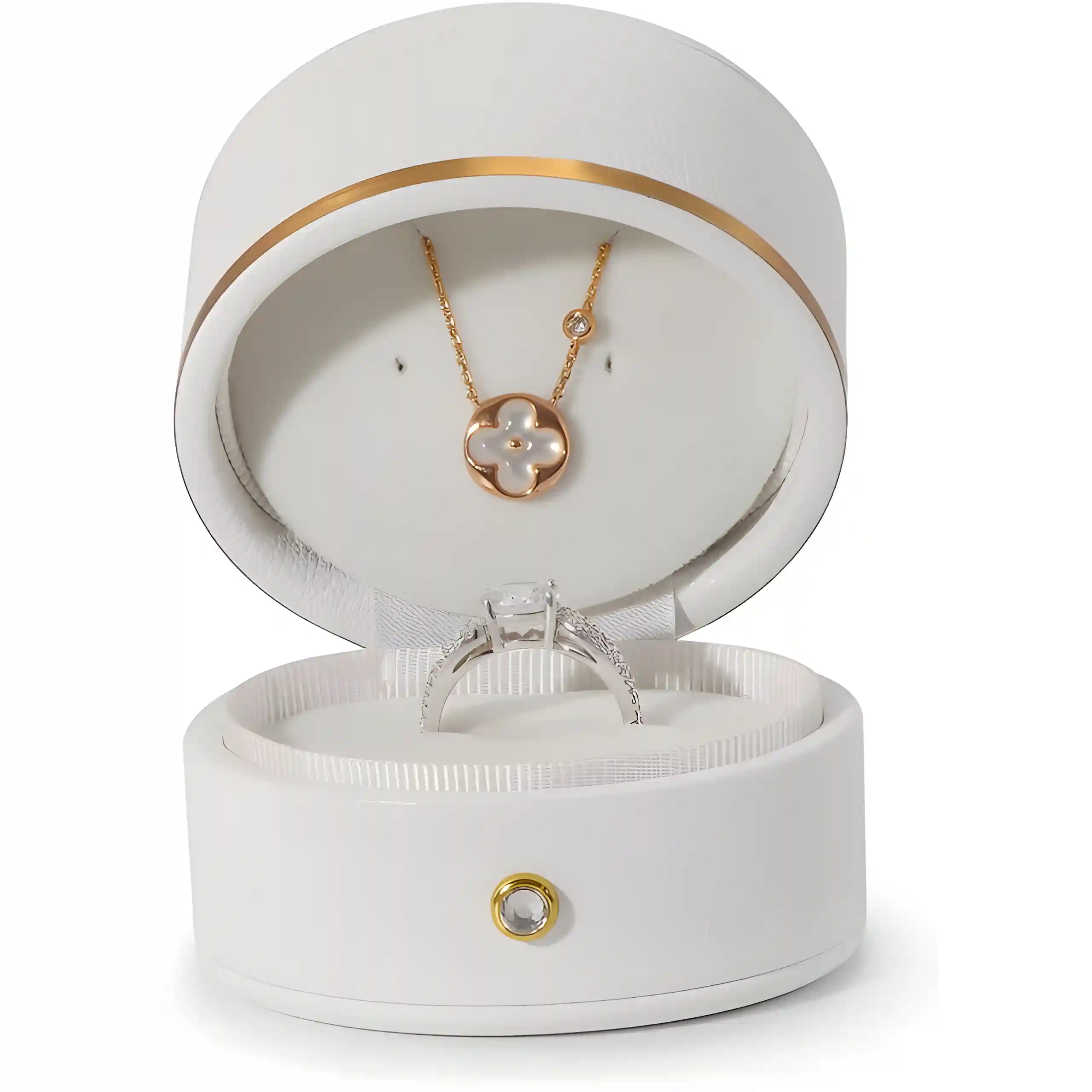 Elegant Jewelry Box White | Matte Finish Gift Box with Anti-Tarnish Lining - Richpack - white and gold jewelry box 2