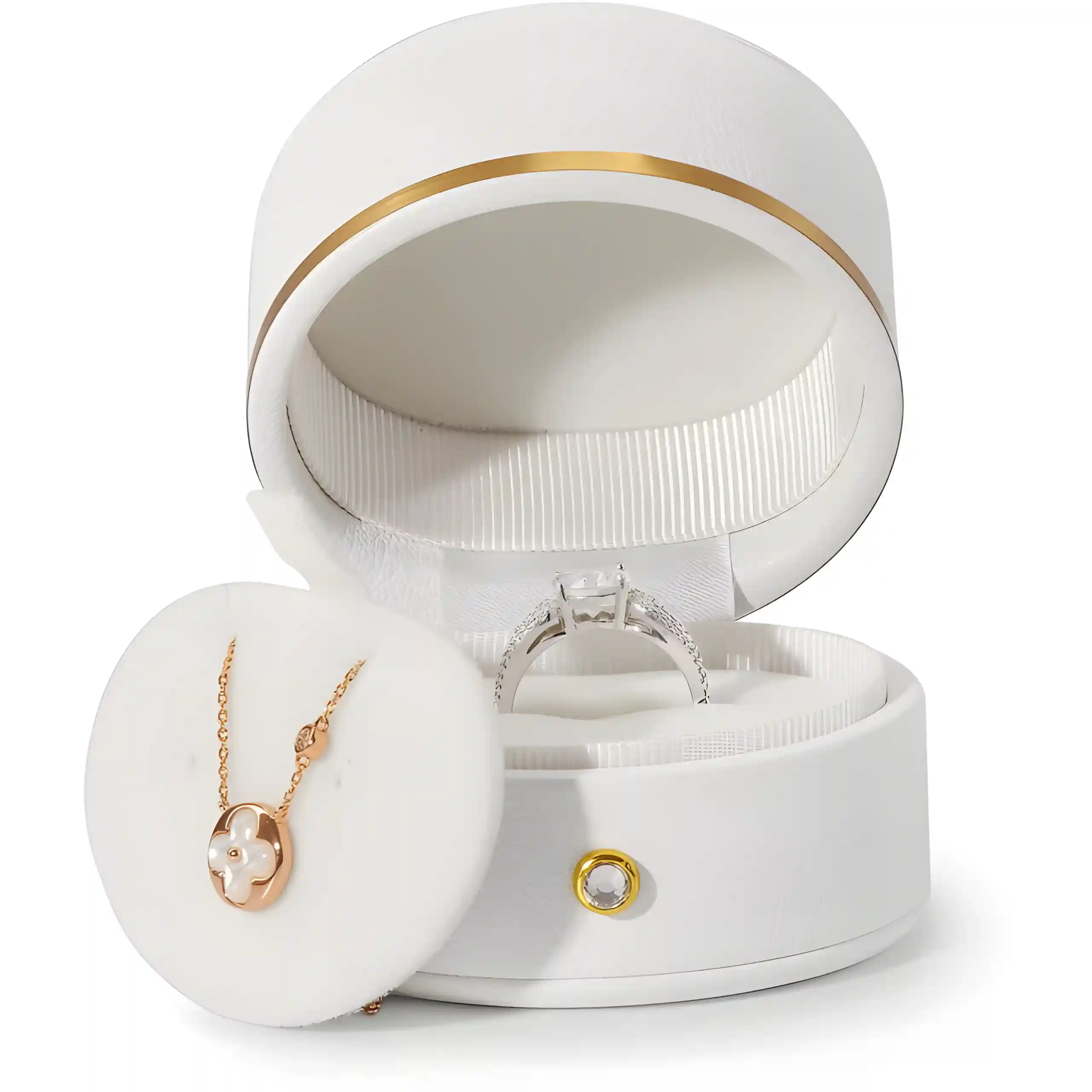 Elegant Jewelry Box White | Matte Finish Gift Box with Anti-Tarnish Lining - Richpack - white and gold jewelry box 3