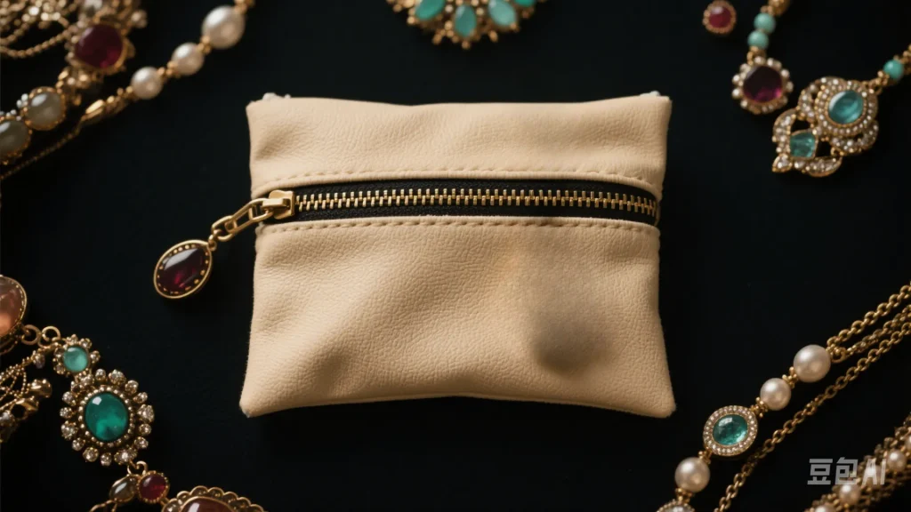 zipper jewelry pouch in jewelry store
