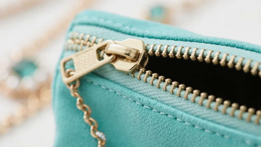 zipper jewelry pouch zipper detail