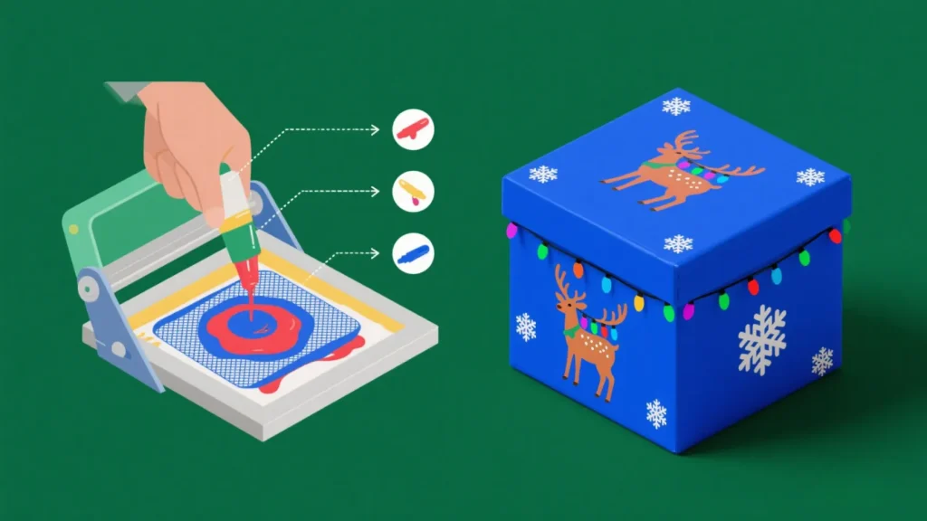 christmas gift lid logo screen printing