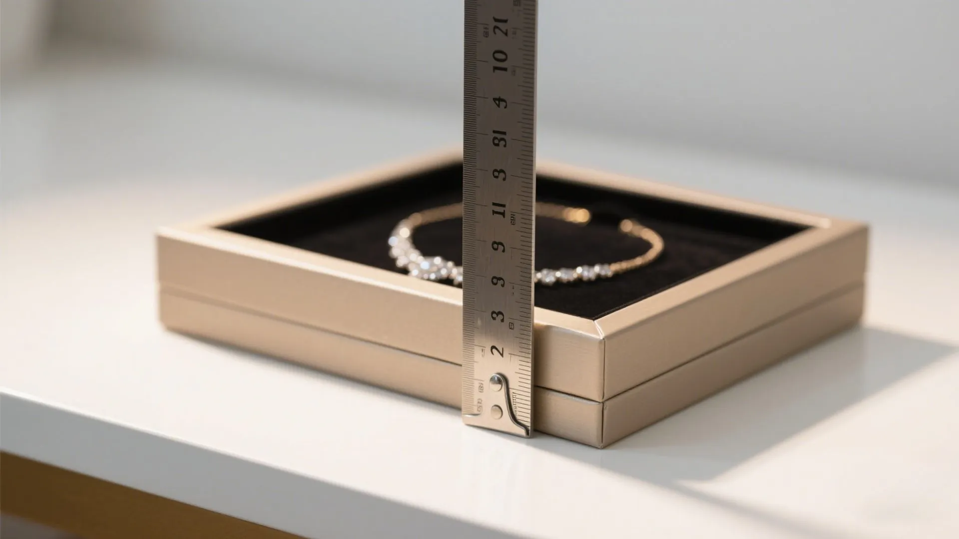 use a ruler to measure the jewelry box