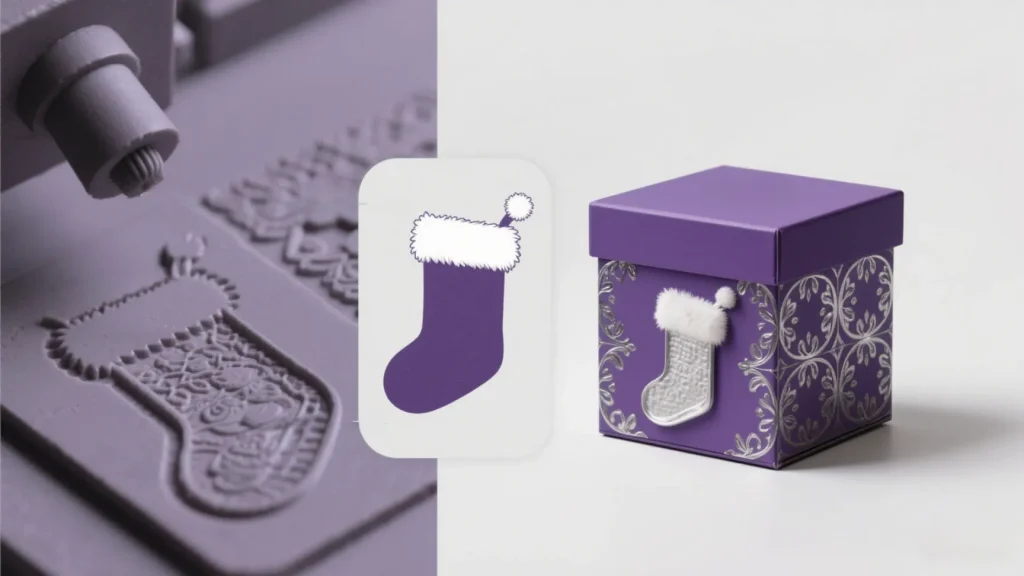 xmas lidded packaging logo embossing tech
