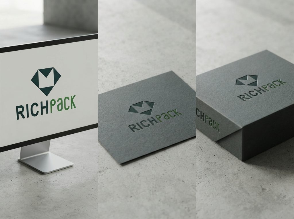 Ring box logo approval comparison from digital mockup to flat proof and finished wrapped lid