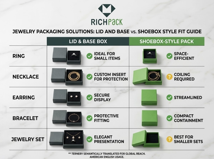 Lid and Base vs. Shoebox Style: What's the Difference for Jewelry Packaging - Check the Product Fit