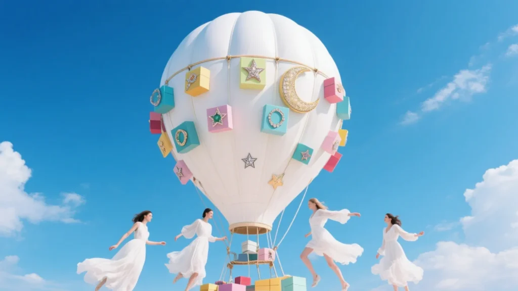 Fantasy hot air balloon decorated with jewels