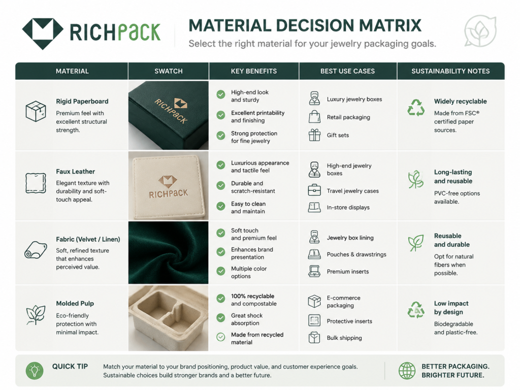 How to Choose Jewelry Boxes That Wow Customers and Boost Sales - Pick Materials That Match Your Brand Position