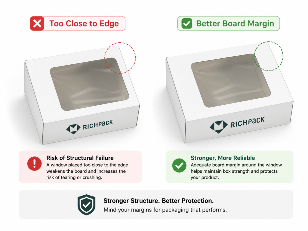 How Die-Cutting Shapes Your Plain White Box - Putting Cutouts Too Close to Edges