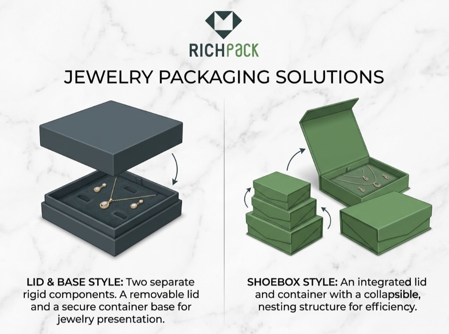 Lid and Base vs. Shoebox Style: What's the Difference for Jewelry Packaging - Quick Comparison Table