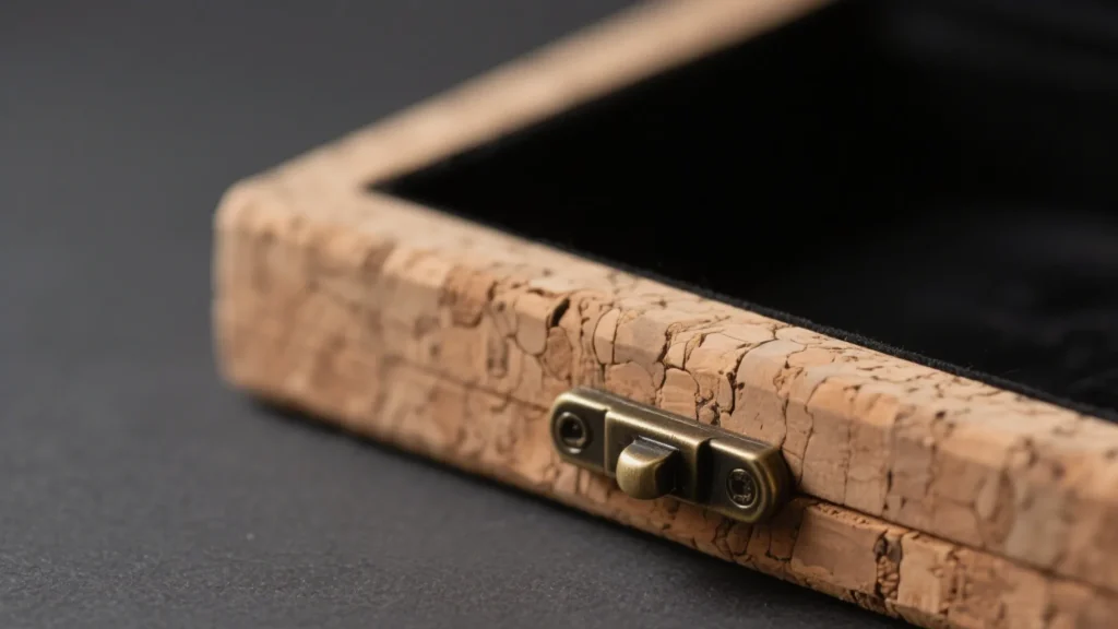cork jewelry box with latch closure