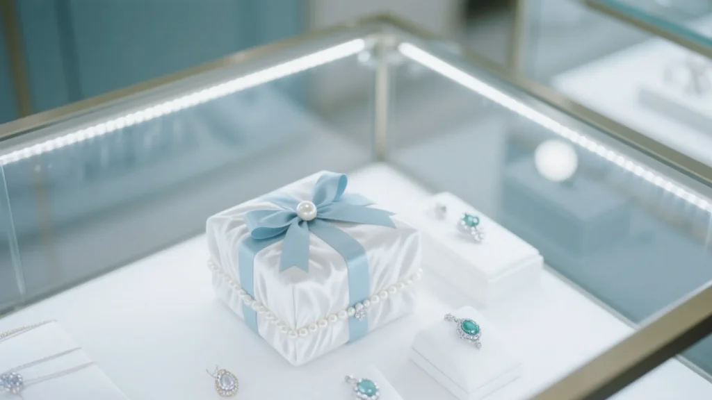 holding elegant white jewelry box