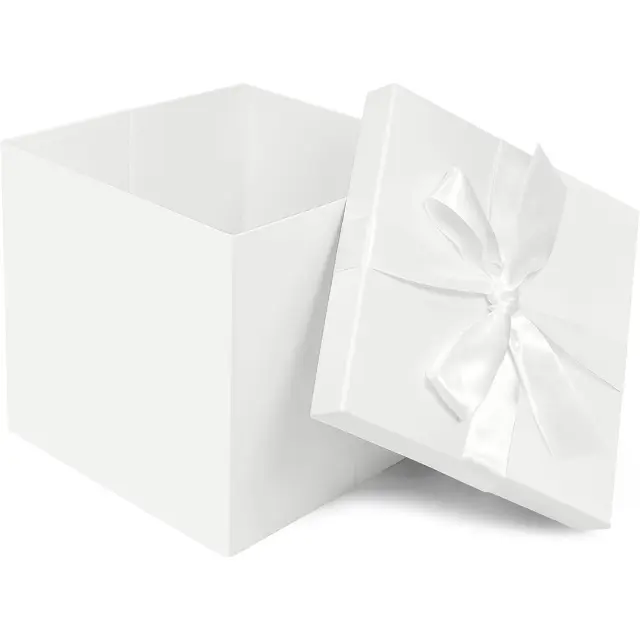 Scatola Regalo Pieghevole Con Coperchio, Grande Rettangolare 28,5x20x2,5 Cm, Con Nastro E Biglietti, Per Matrimoni E Compleanni