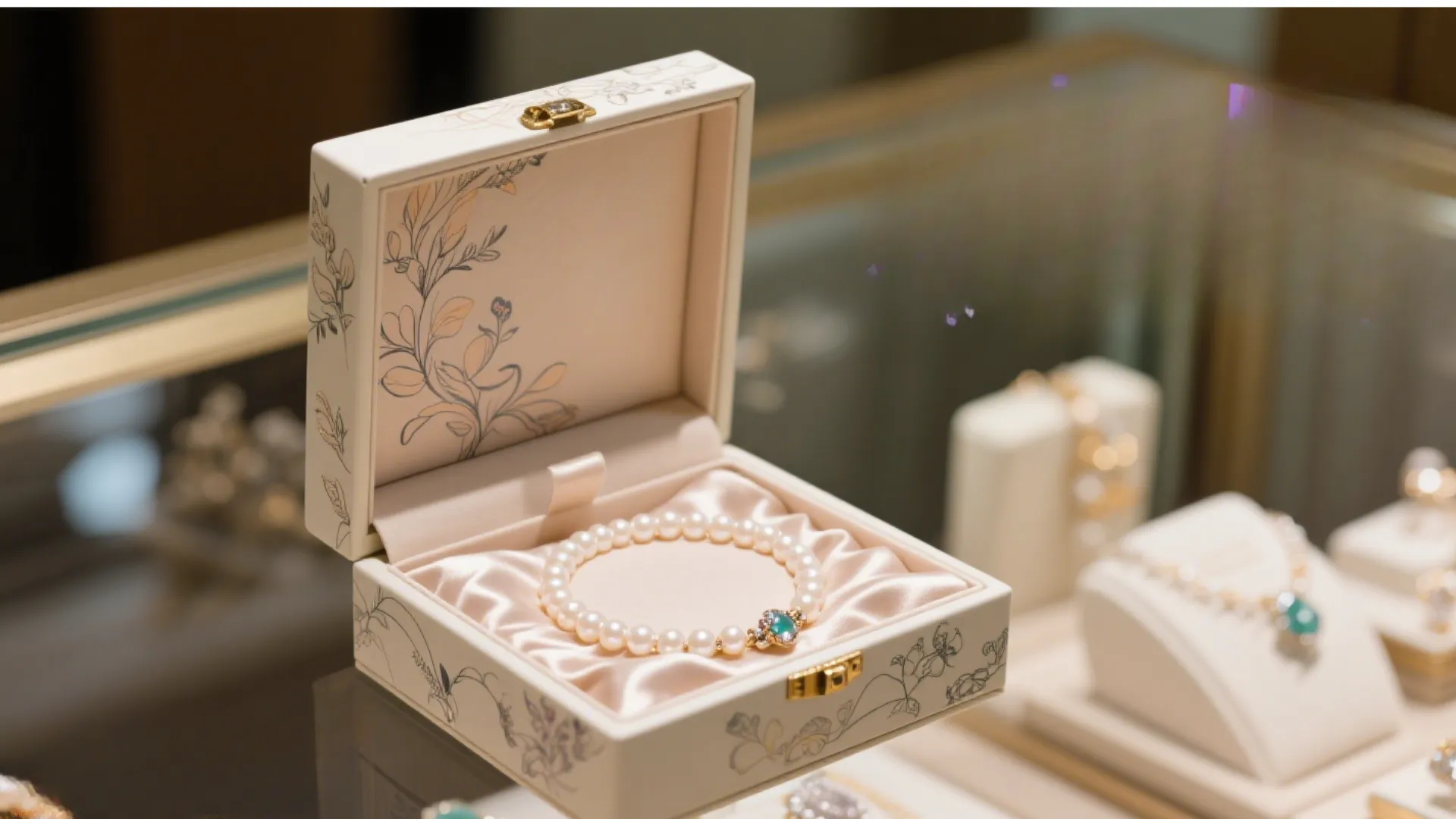 luxury jewelry box display in store