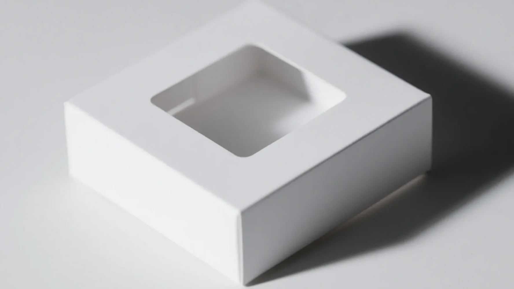 modern white jewelry box with square cutout