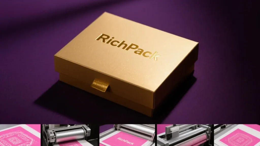 purple background luxury jewelry box with richpack logo