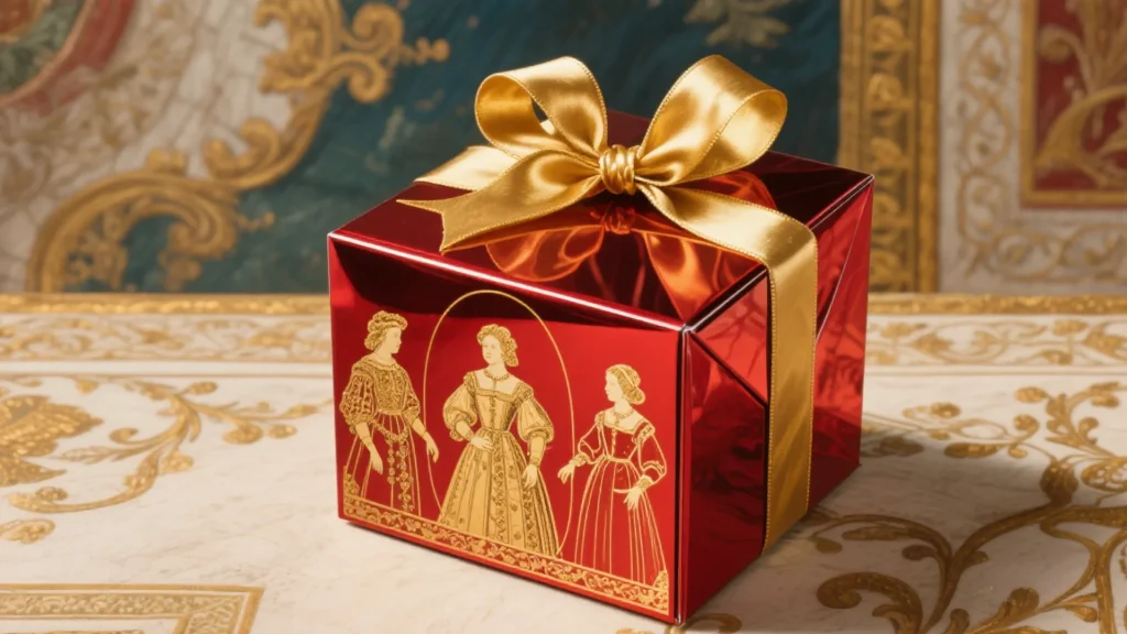 red luxury jewelry gift box with gold bow