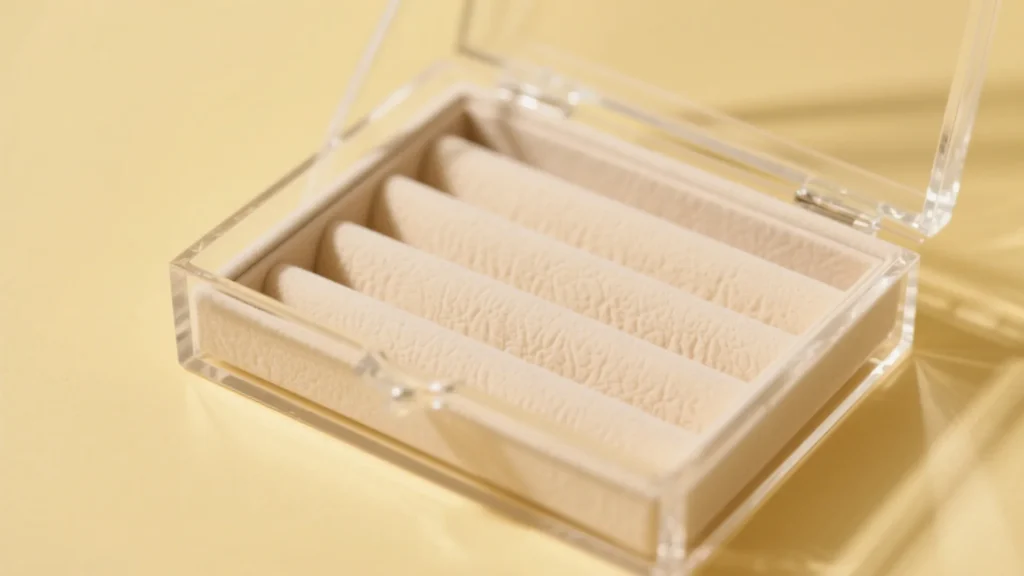 transparent jewelry box with cream inserts