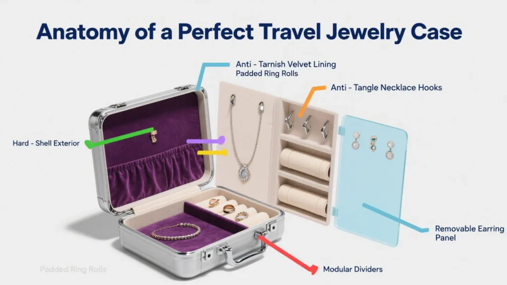 anatomy of a travel jewelry case infographic
