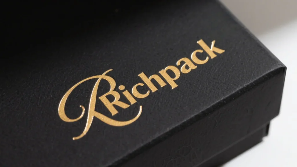 black richpack jewelry box with gold logo