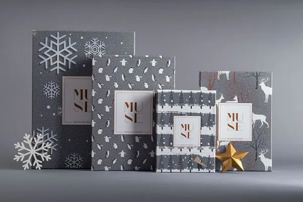 christmas themed grey jewelry gift boxes