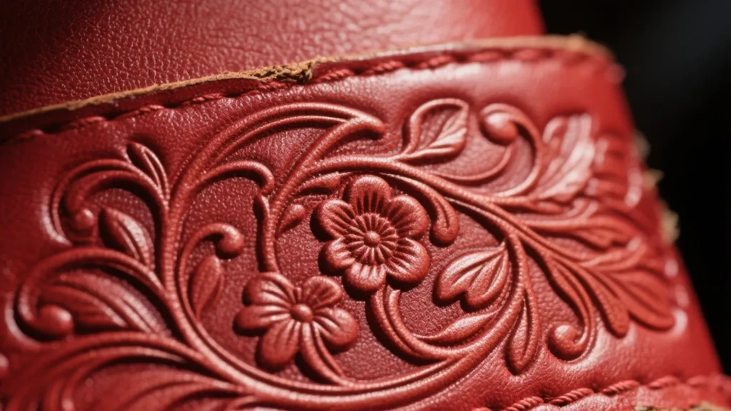 embossed red leather richpack jewelry case
