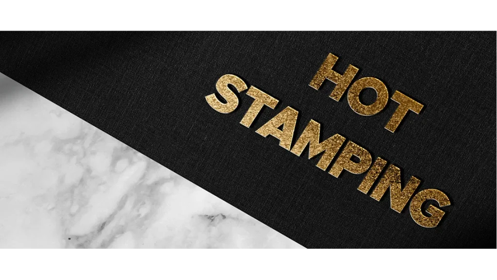 gold hot stamping on black fabric