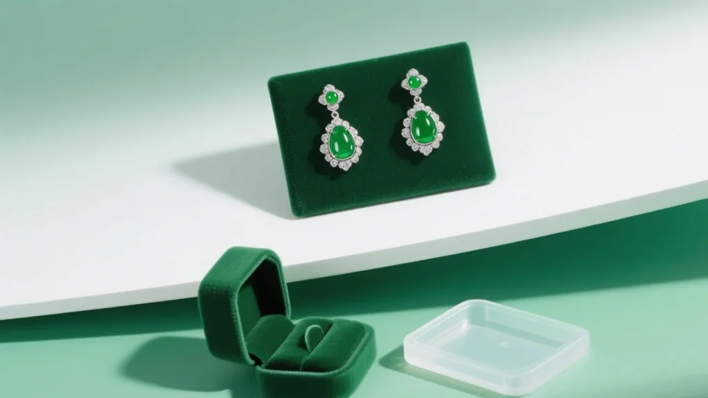 green jewelry box with earrings