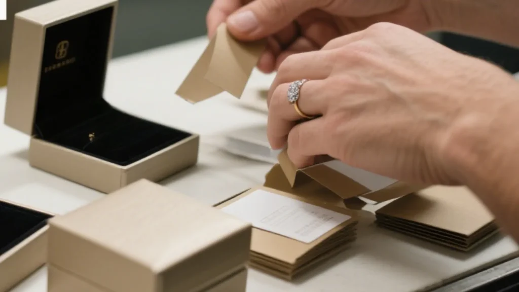 hand assembling jewelry packaging box