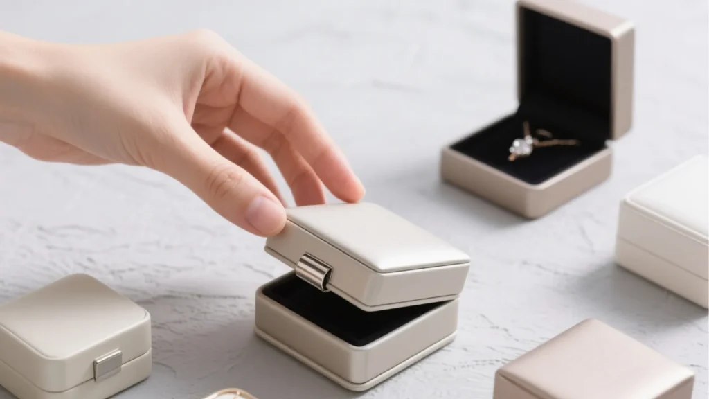 hand opening minimalist jewelry box magnetic closure