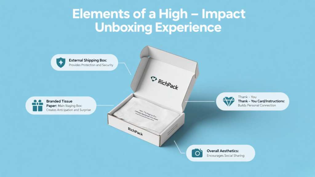 infographic of high impact necklace packaging ideas elements