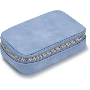 نظم‌دهنده جواهرات چرمی آبی روشن | جعبه جواهرات مسافرتی سفارشی – Richpack - نظم‌دهنده جواهرات چرمی ۳