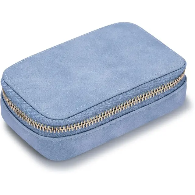 Leather Jewelry Organizer Light Blue | Custom Travel Jewelry Case – Richpack - leather jewelry organizer 3