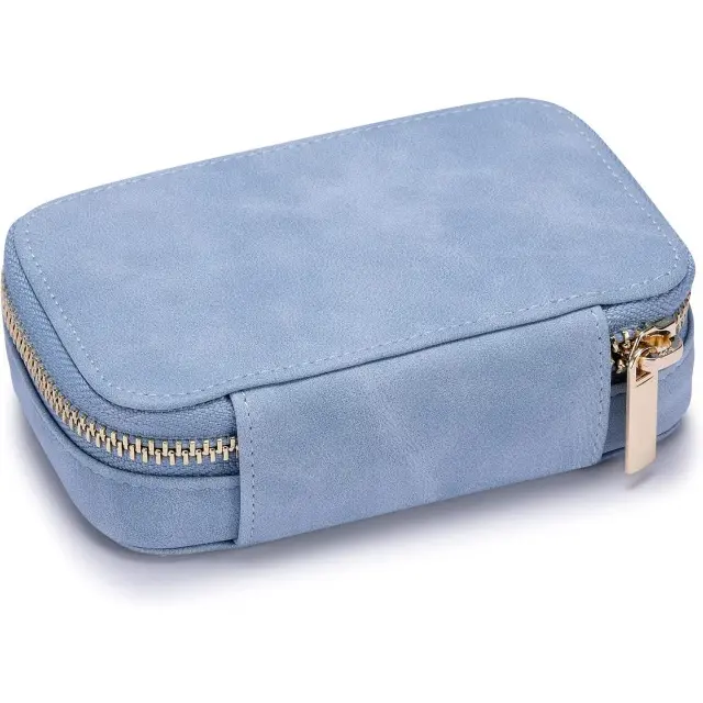 Leather Jewelry Organizer Light Blue | Custom Travel Jewelry Case – Richpack - leather jewelry organizer 4