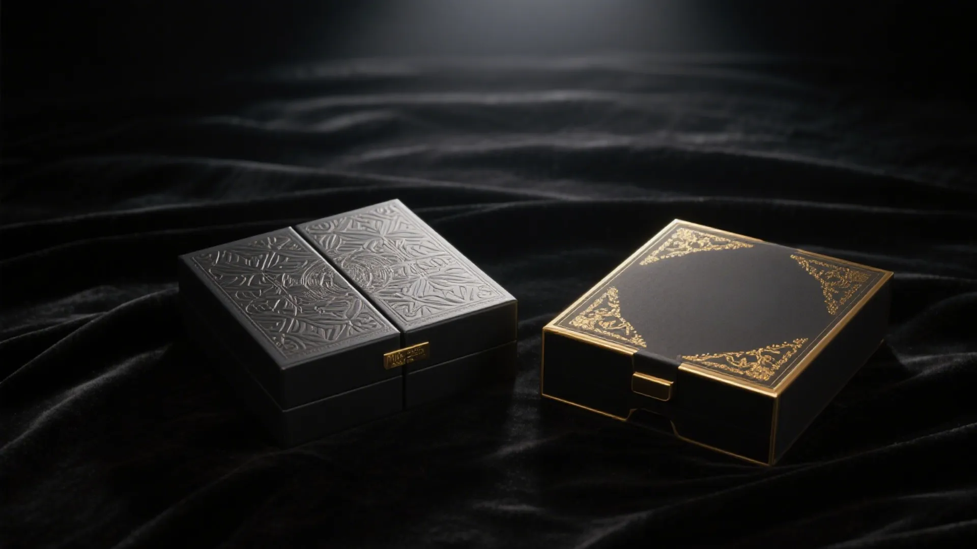 luxury black jewelry boxes with gold accents