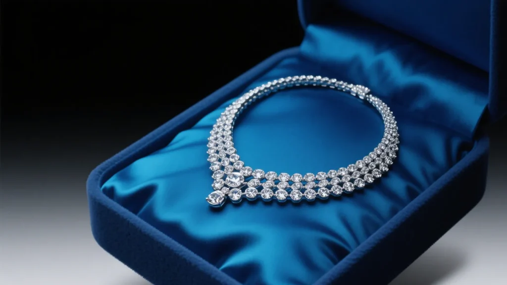 necklace in blue velvet box